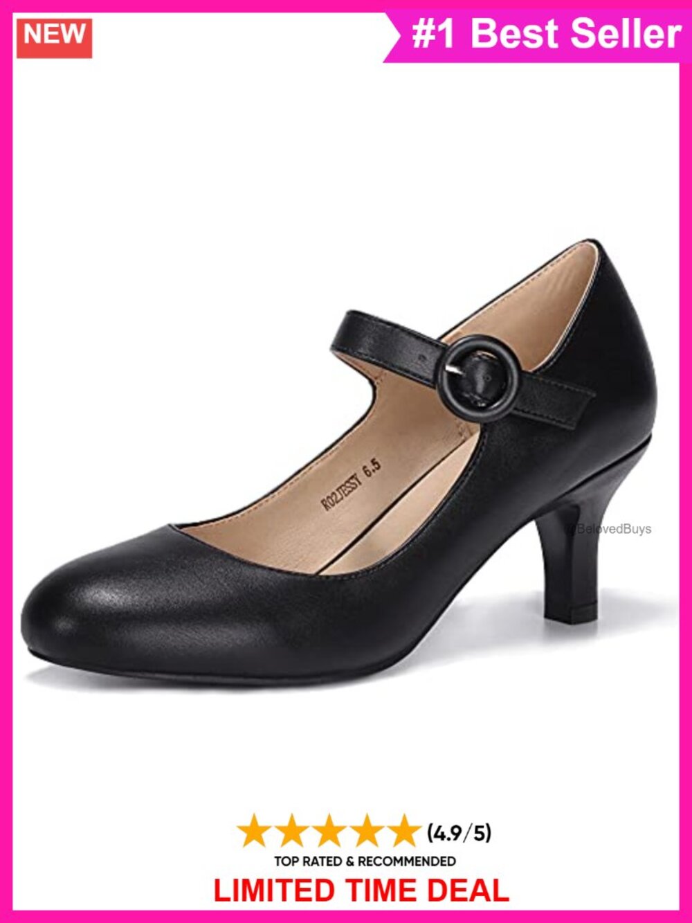 Mary Jane Pumps Low Kitten Heel Round Toe Ankle Strap Dress Shoes